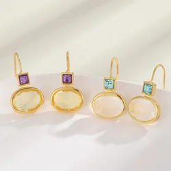Vintage Gold Color Round Crystal Drop Earrings For Women Jewelry New
