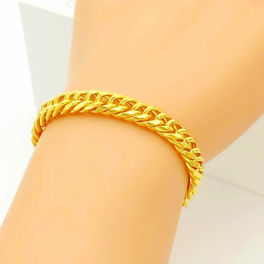 Plated 100% 24K Real Gold 18K Lucky Beads Bracelet Female Ins Starry Bangle Pure Gold 18K All-Match Butterfly Four-Leaf Clover