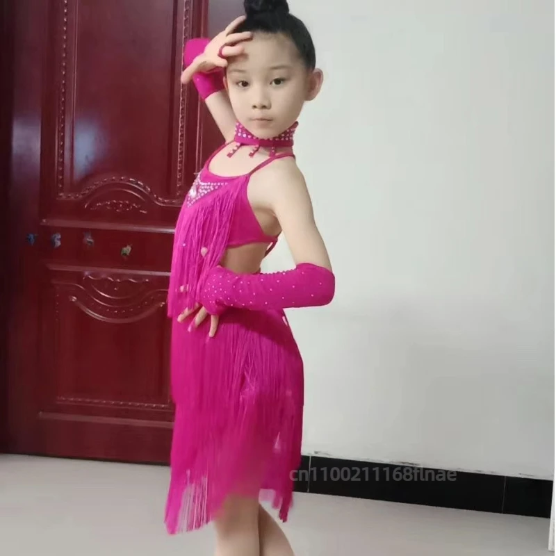 Meisje Latin Tango Jurk Hoge Kwaliteit Kwastje Dans Jurk Set Stage Performance Balkleding Danskleding Latin Sasha Jurk