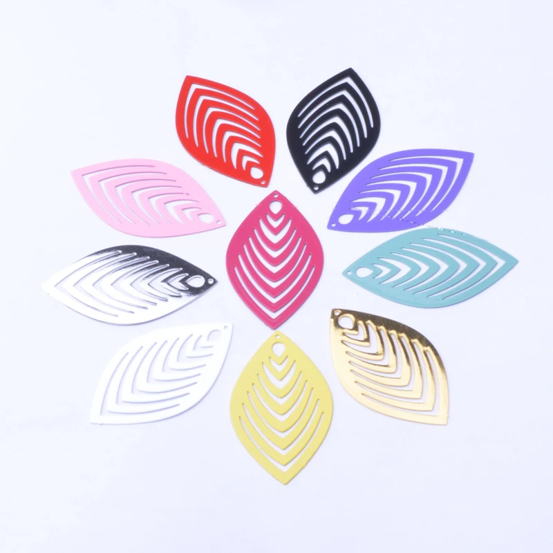 30pcs AD3732  42*24mm Colorful Black Gold Color Oval Charms  Pendant Diy Jelwery Making