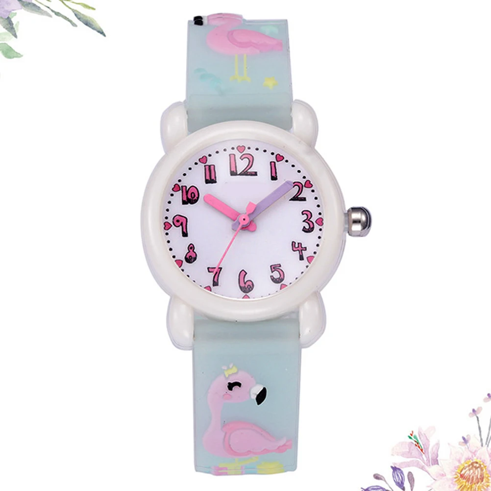 Cute Children's Cartoon for Kids Waterproof Wrist Watch Flamingo Design Light Simple Pattern Adorable Watch for Boys