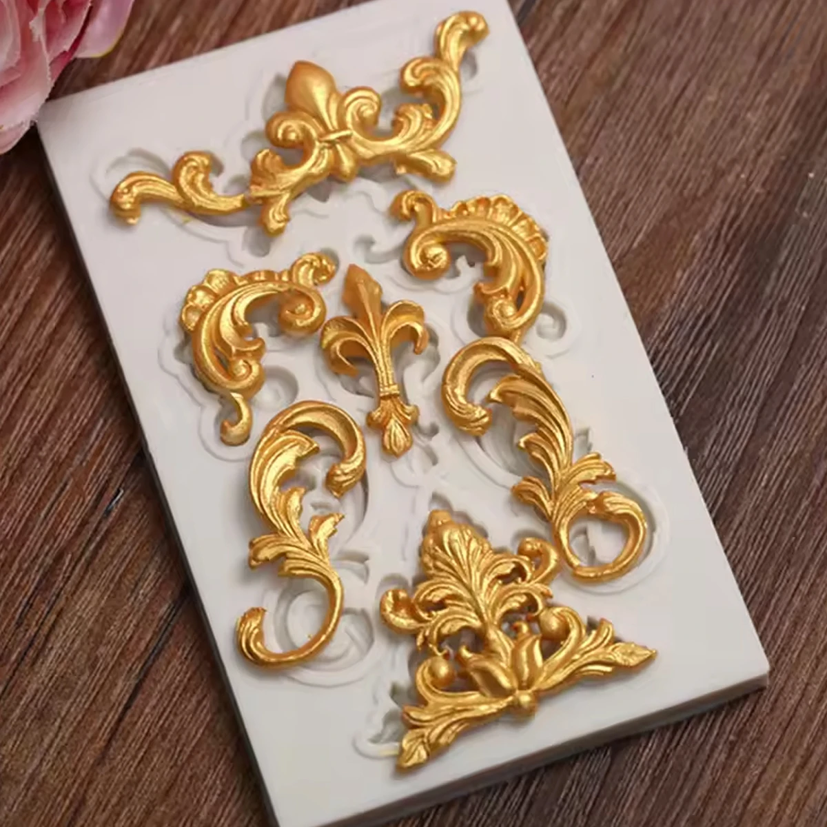 1pc Vintage Flower Design Random Silicone Mold, European Embossed Craft Silicone Mold For DIY