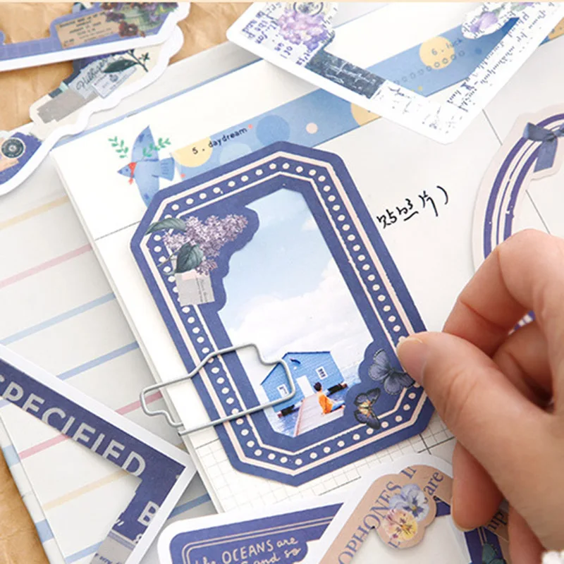 30Sheets Writing Paper Self-adhesive Sticker Time Book Series Retro Photo Frame Hand Account Decoration Stationery Material
