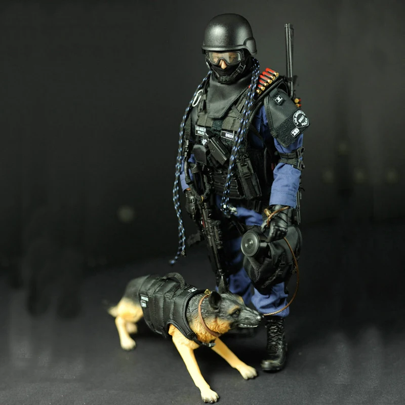 1/6 Schaal 30Cm Swat Solider Figuur Politiehond Set Model Leger Speelgoed Soldaat Actiefiguren Jongens Speelgoed