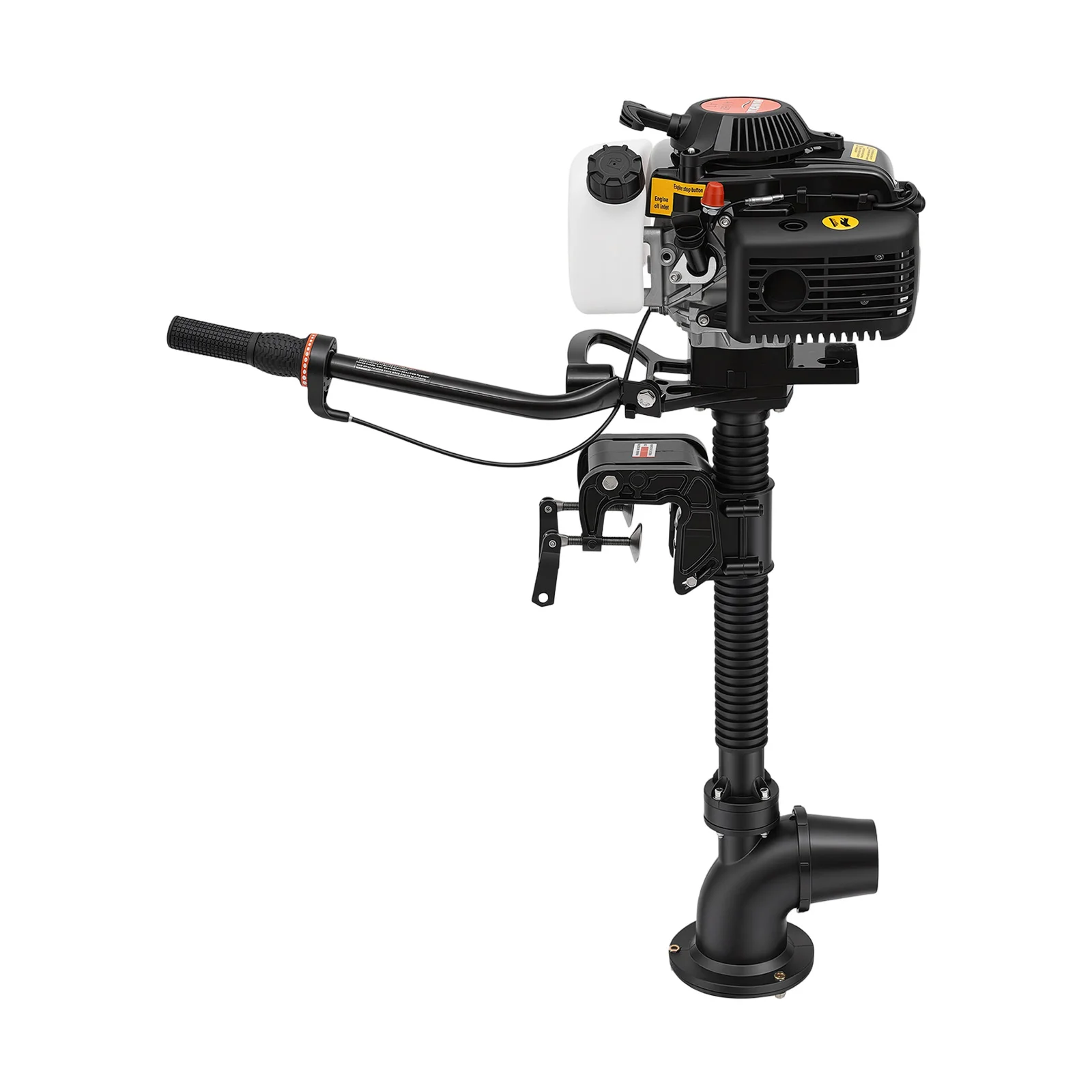 Gasoline Outboard Motor, 4HP Four-Stroke Propeller, Short Shaft Air-Cooled Petrol Engine, Complete Installation Kit with Funnel, Pin, Handheld Anti-Slip Grip, Manual Start for Boat Propulsion, Marine Use