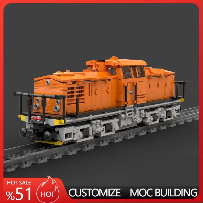 1336-teiliges orangefarbenes Standard-Gauge-Diesellokomotiven-Modellbausatz, DIY-Montagespielzeug, Geburtstagsgeschenk für Spaß.