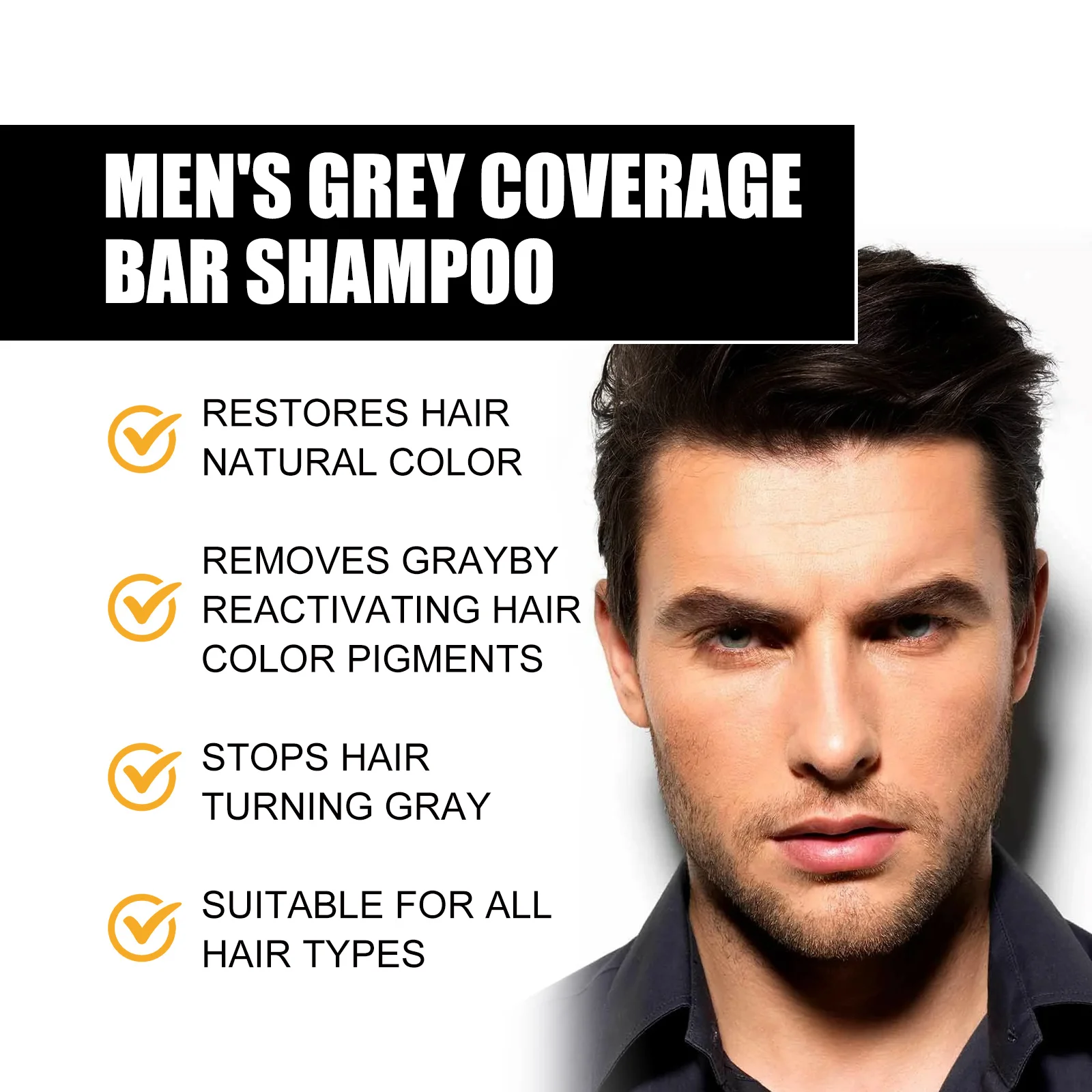 Shampoo Bar Soap Cover Bar Soap for Gray Hair for Men Hair Darkening Compressed Gray Hair Coverage Repair Gray Reverse Bar