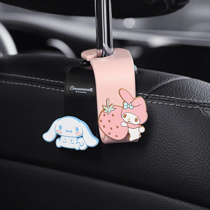 Sanrio Cute Melody Cinnamoroll Cartoon Hooks Car Seat Back Hanger Headrest Mount Storage Holder Animal Decoration Hook Girl Gift