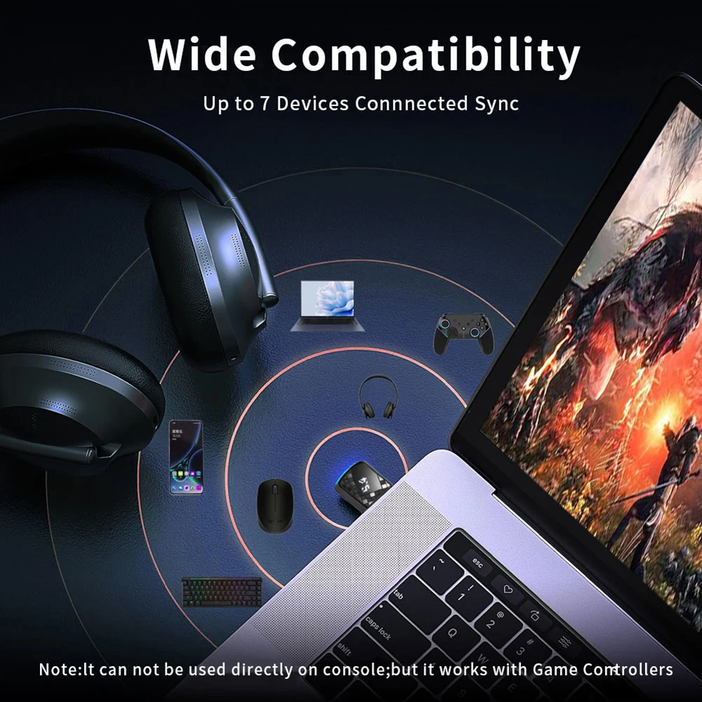 

USB Bluetooth-Compatible 5.4 Adapter Music Audio Receiver Transmitter Drive Free USB Transmitter for Speaker Mouse Keyboard