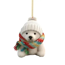 Christmas Cute Polar Bear Acrylic Pendant Christmas Decoration Pendant Christmas Tree Pendant Car Pendant
