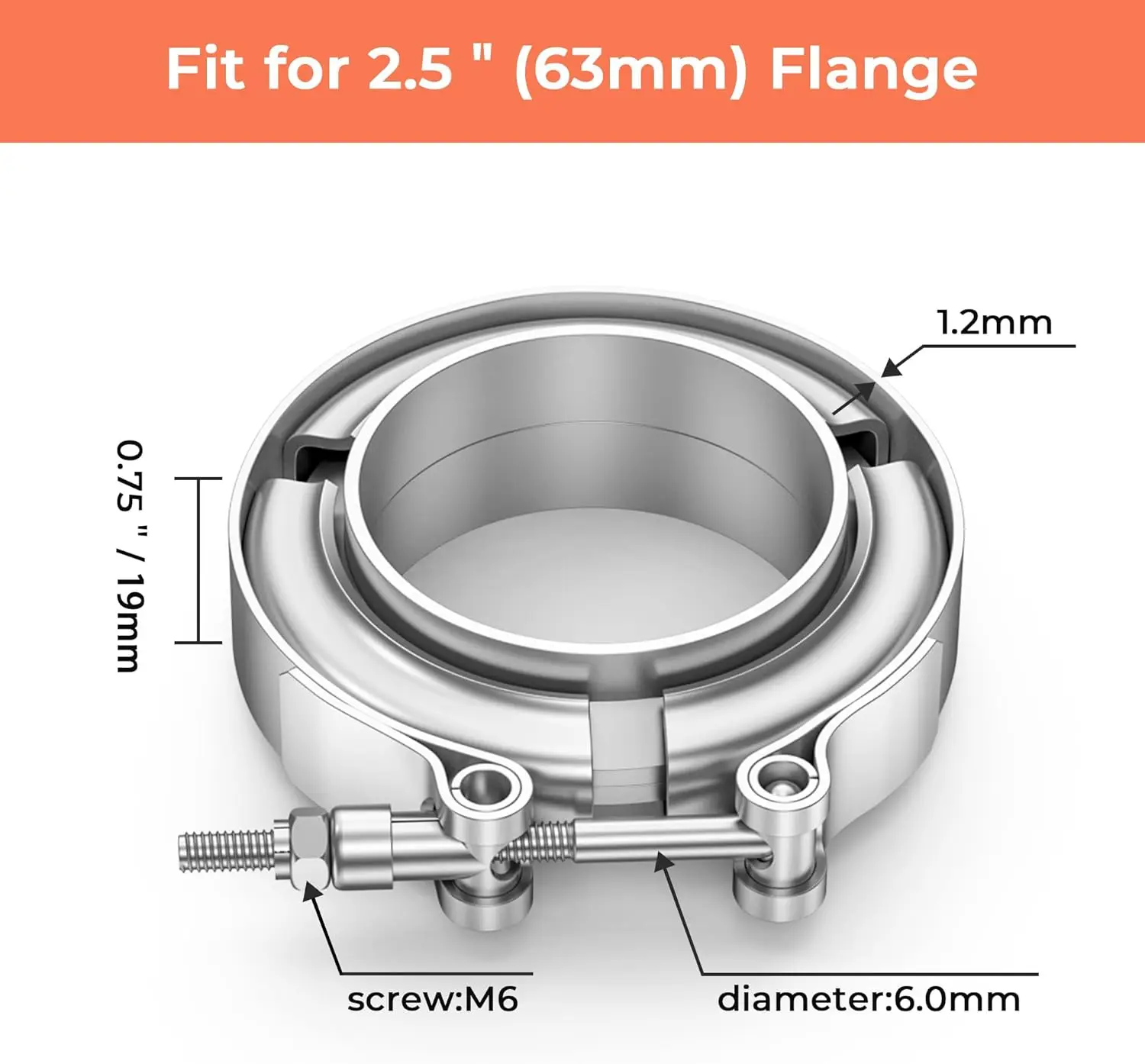 304 Stainless Steel 2.5 Inch 63mm Standard V Band Clamp Intercooler Turbo Exhaust Downpipe Vband Pipe Clamp Automotive V Clamp