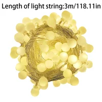 Waterproof & Rainproof LED String Lights 3M, Warm Yellow Glow for Holiday Decoration, Festive Atmosphere Outdoor/Indoor 1-Piece 6