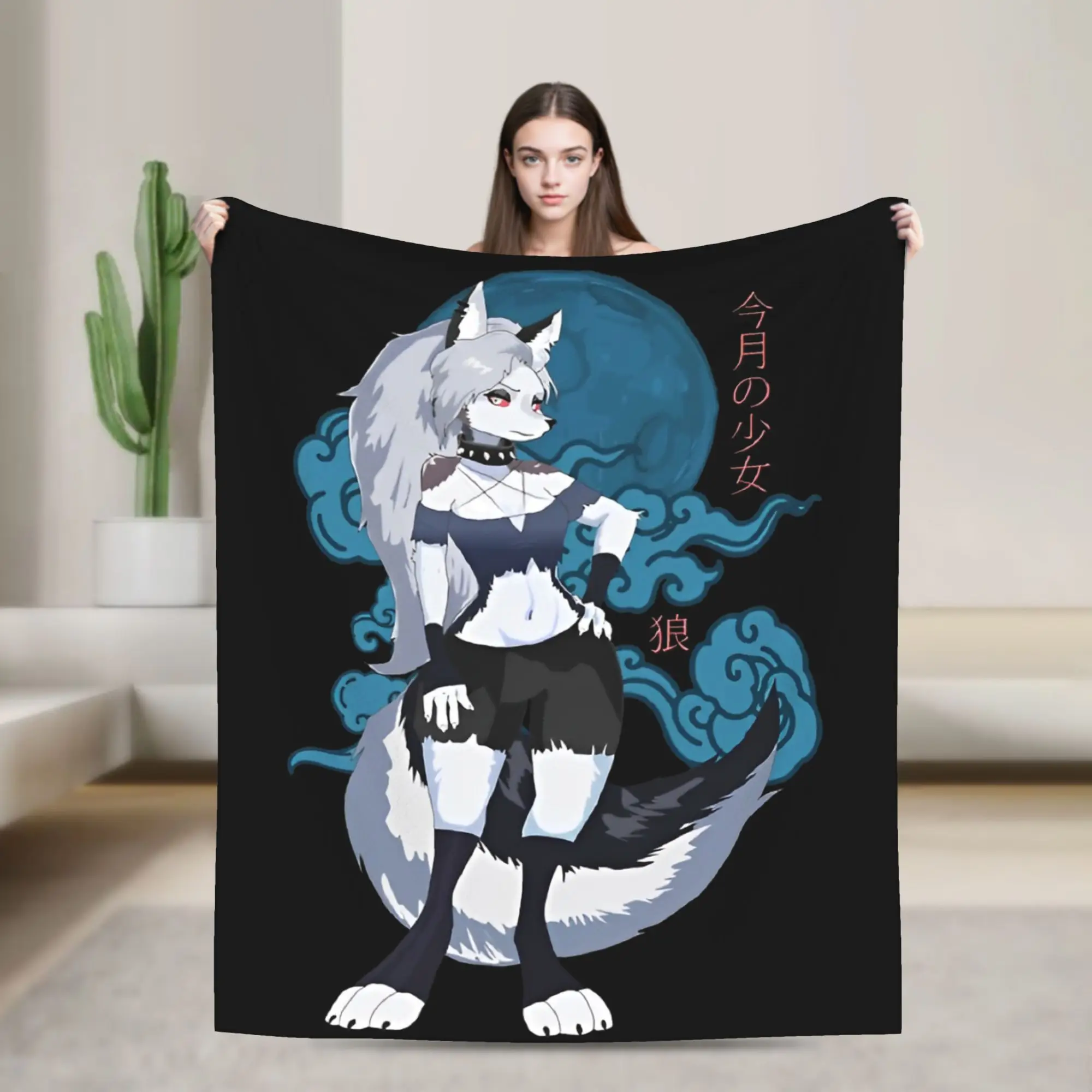 Loona Wolf  Flannel Blankets  Vintage Throw Blankets for Home Hotel Sofa  150*125cm Rug Piece,