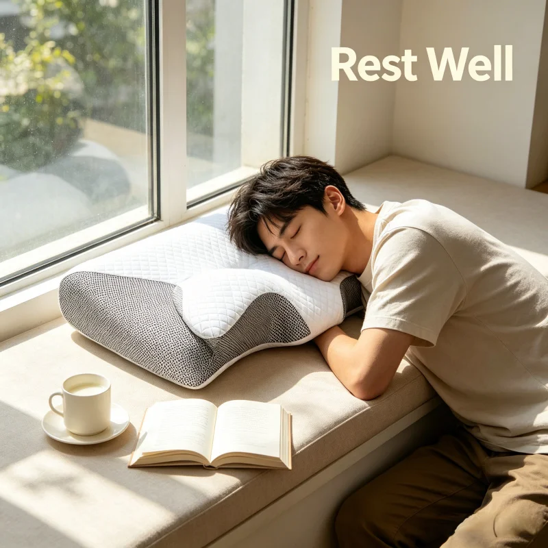 

Neck Pain Relief Memory Foam Cervical Pillow Ergonomic Orthopedic Support for Side Back Stomach Sleepers Breathable Contour Bed