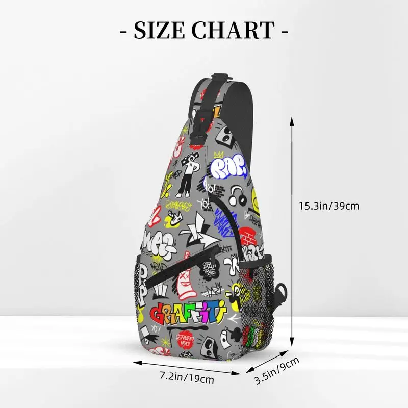 Custom Rap Music Street Style Lettering Graffiti Art Sling Crossbody Backpack Men Shoulder Chest Bag for Travel Hiking Daypack