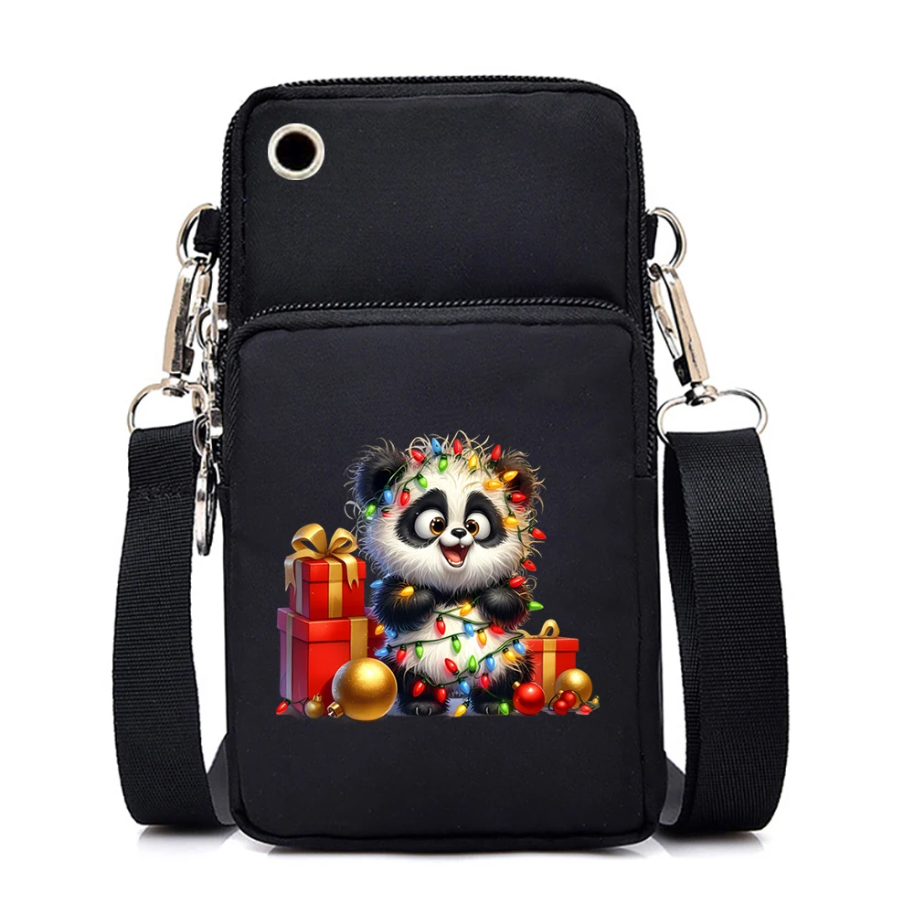 Mini borsa a tracolla femminile Nuova borsa a tracolla natalizia Panda Gufo Pinguino Borse per cellulare Borsa a tracolla natalizia per bambini divertente cartone animato