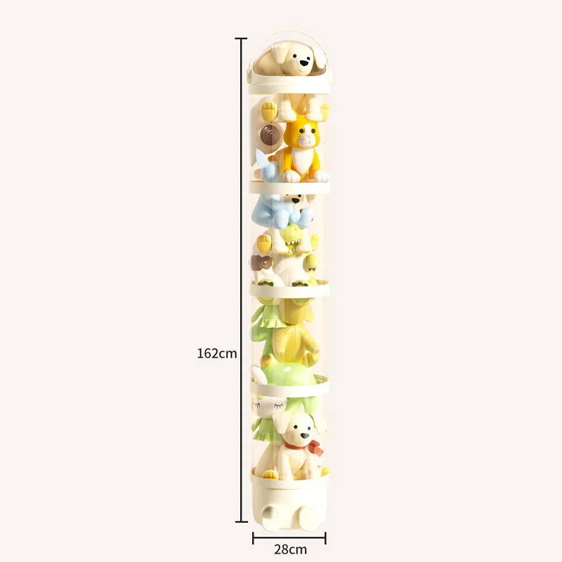 Cylindrical Doll Storage Box Toys Organization Plush Toy Storage Tube Transparent Plastic Stuffed Storage Barrel Toy Organizer