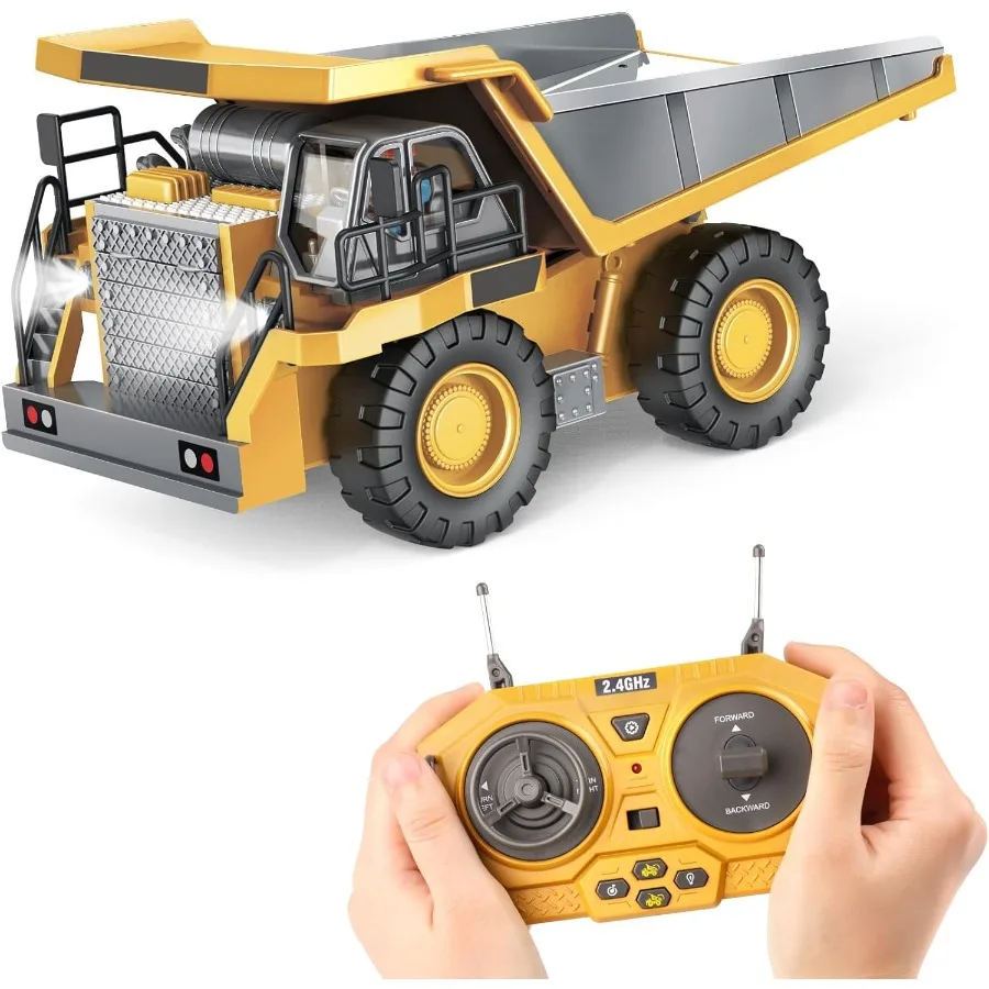 

Детский радиоуправляемый самосвал — строительный грузовик с дистанционным управлением, металлической кроватью, подсветкой и звуком, для мальчиков 6-10 лет и старше