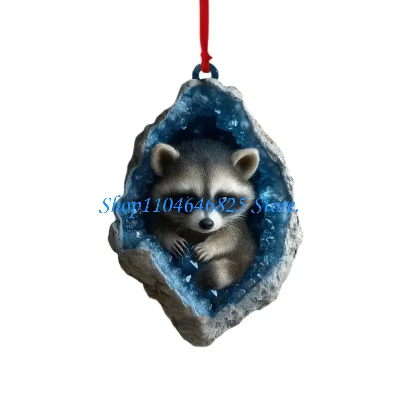 Animal Theme Christmas Tree Ornament Acrylic Owl Raccoon Figures Children Safe Holiday Homes Decoration Items