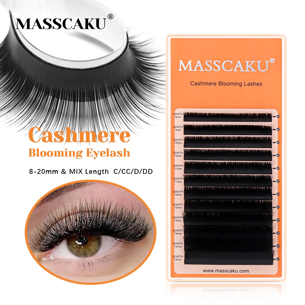 

MASSCAKU Easy Fanning Blooming Eyelash Extension 0.07mm Thickness Professional Volume Korean PBT Cashmere Eyelashes Makeup Tools