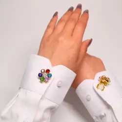 2PCS Cufflinks Shirt Button Covers Women Men Buttons Blind Rhinestone Flower Cuff link Luxury Sleeve Button Clothing Accessorie