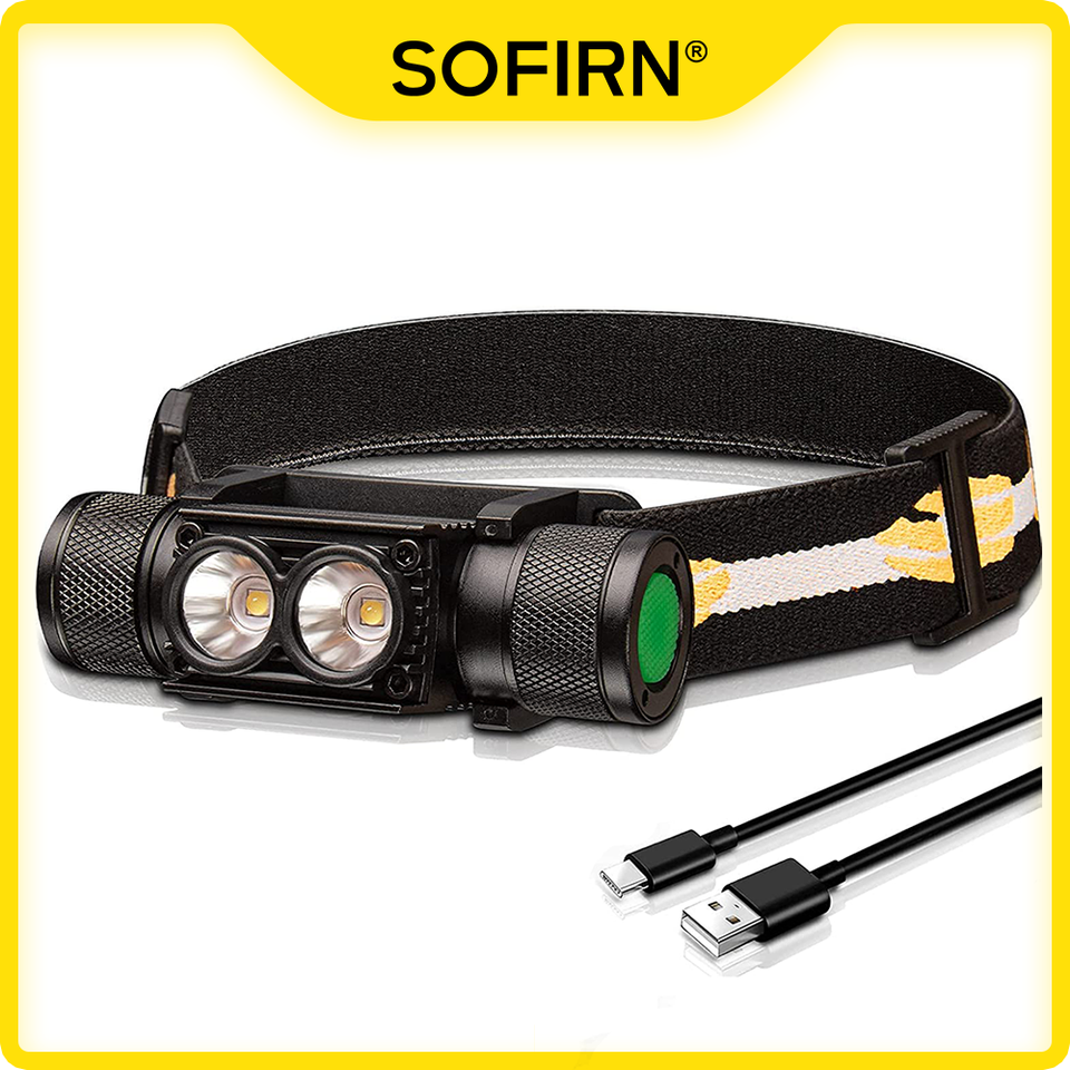  Sofirn Headlamp H25L 18650 Rechargeable 1000LM USB C Dual LH351D 90CRI 5000K Head Flashlight Camping Fishing Torch 