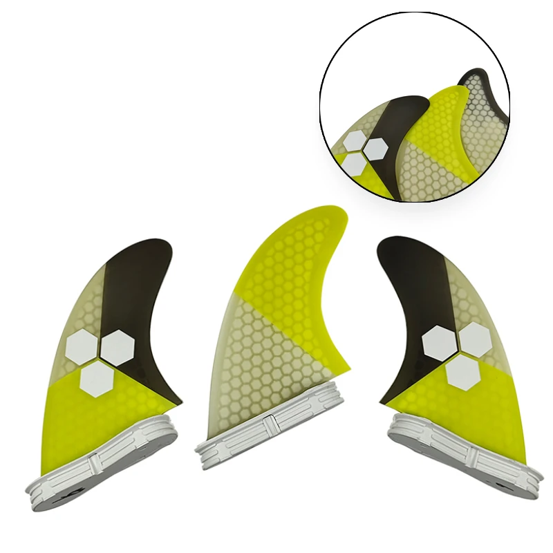 

Surf Board Fins UPSURF FCS 2 Fins G5/G7 Surf Accesorios 3 Pcs/set Yellow Honeycomb Double Tabs 2 tabla de surf M/L Surf Fins