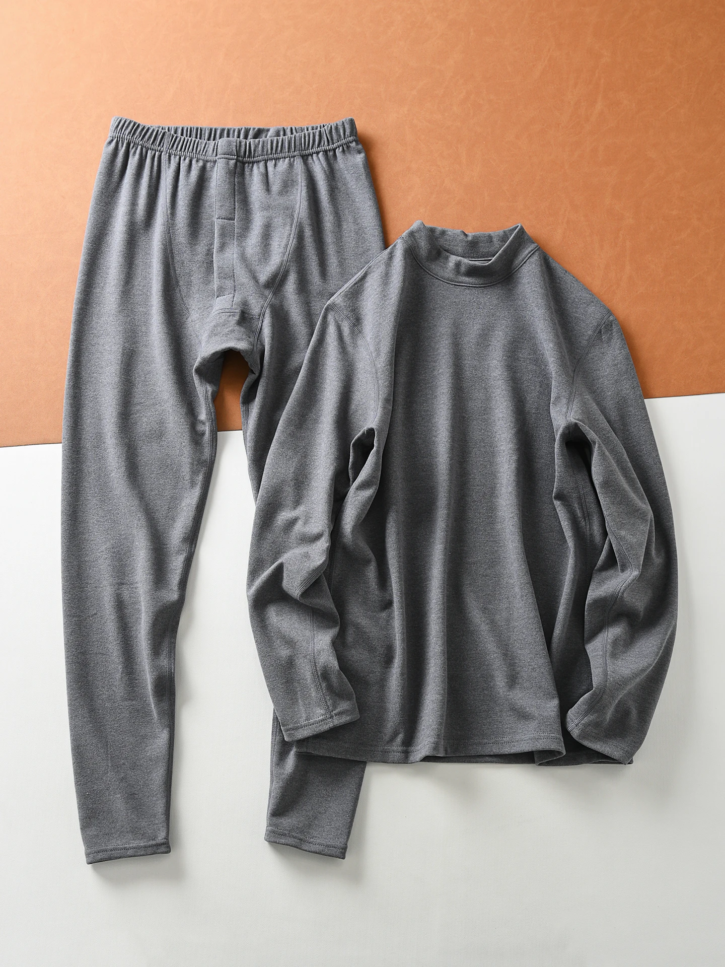 

Men's Warm Thiened f-High Collar Comfortable Pure Color Winter Underwear Set Long Sve Long Pants Youth Home Clothes