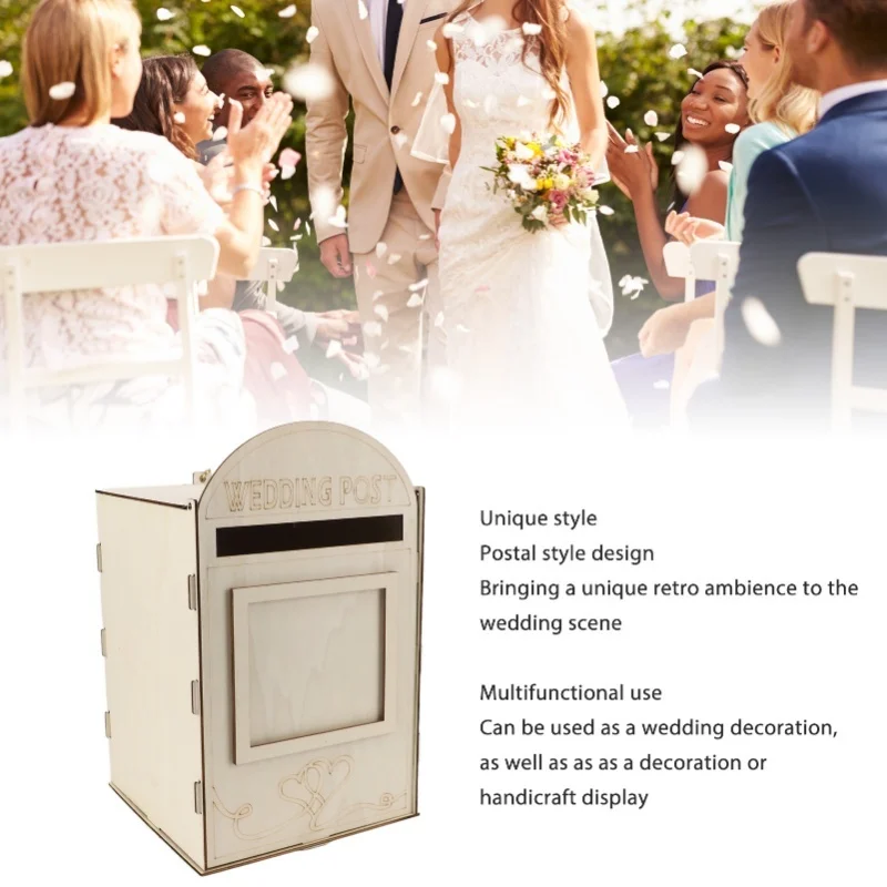 

C5 Diy Wooden Wedding Mailbox Post Box With Lock Key For Reception Wedding Anniversary Party Arts And Crafts Decorations