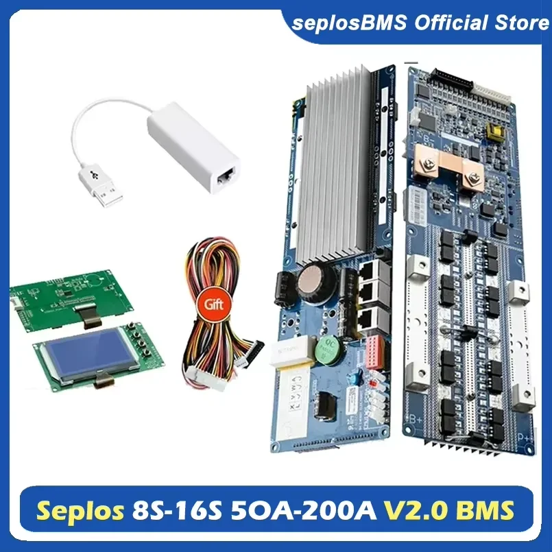 Seplos Smart BMS 2.0 150A 200A 24V 48V для 13S 14S 16S LFP аккумуляторный блок с модулем Bluetooth ЖК-дисплей Seplos Smart BMS 2.0 150A 200A 24V 48V для 13S 14S 16S LFP аккумуляторный блок с модулем Bluetooth ЖК-дисплей