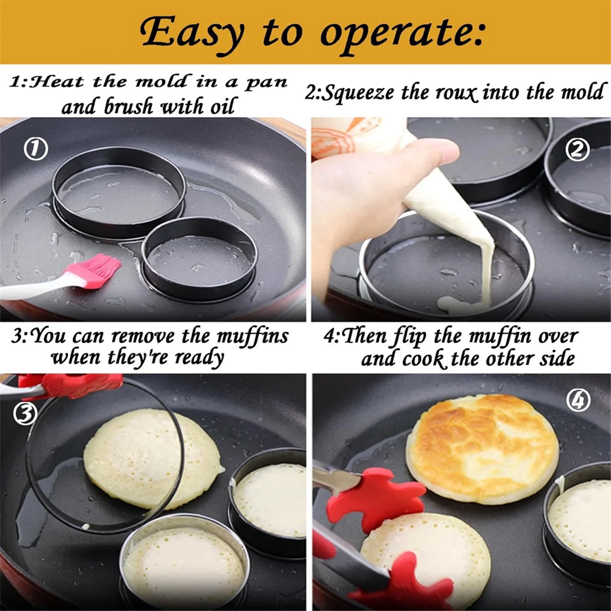 8 عبوات من حلقات المفن الإنجليزية غير اللاصقة مقاس 3.15 بوصة - حلقات تورتة مزدوجة ملفوفة من الفولاذ المقاوم للصدأ قوالب حلقية مستديرة