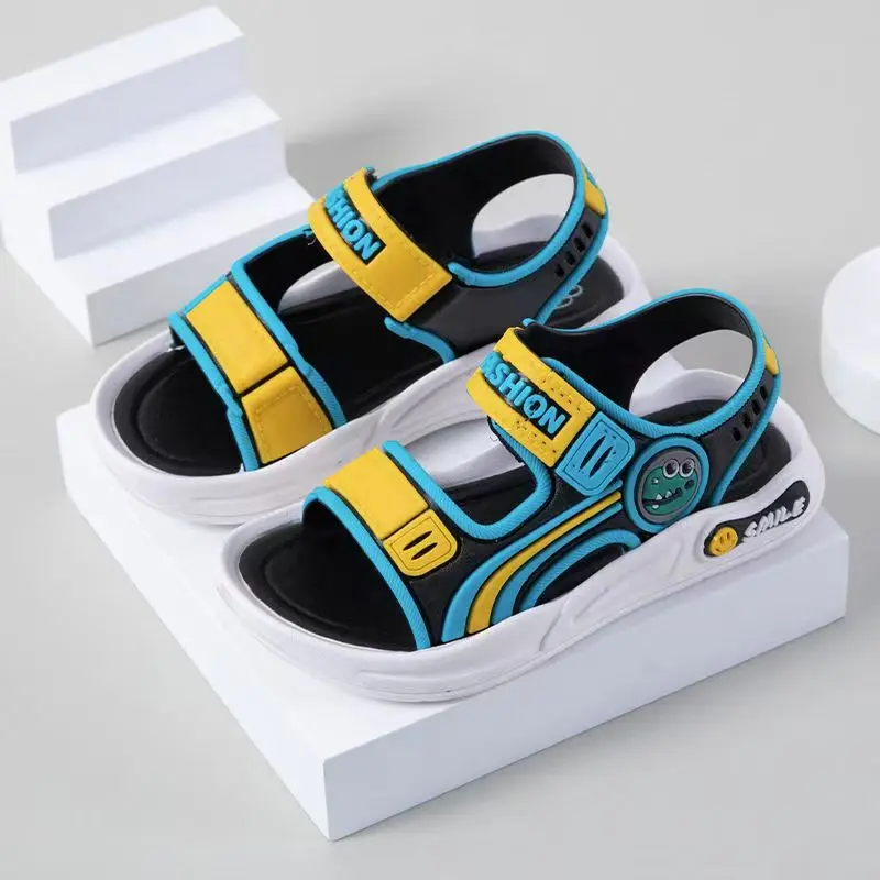 

Boy's Summer New Open Toe Casual Sports Sandals Soft Sole Non Slip Lightweight Velcro Quick Drying Outdoor Beach Sandals