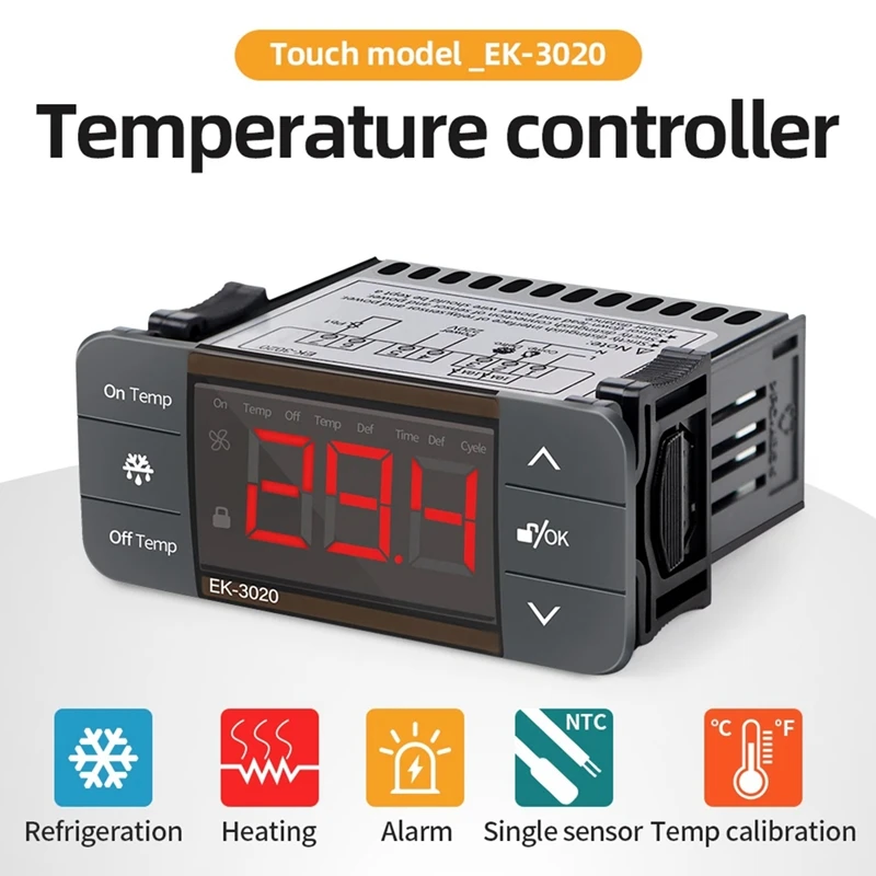 Digital Temperature Controller 220V Cool Heat Switch Refrigerator Refrigeration Defrost Thermostat Sensor