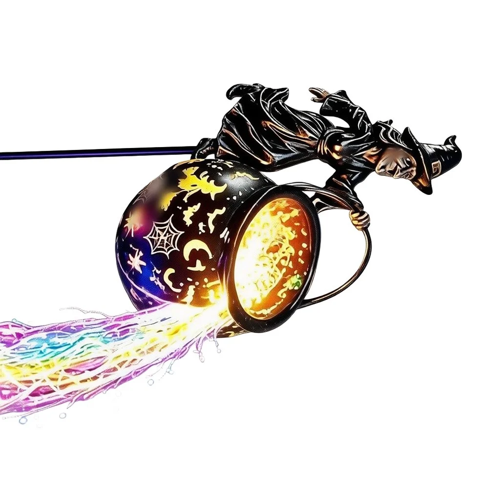 Solar Powered Halloween Witch Cauldron Garden Light With Multicolor LED Cascading Potion Stake For Outdoor Yard Pathway Porch
