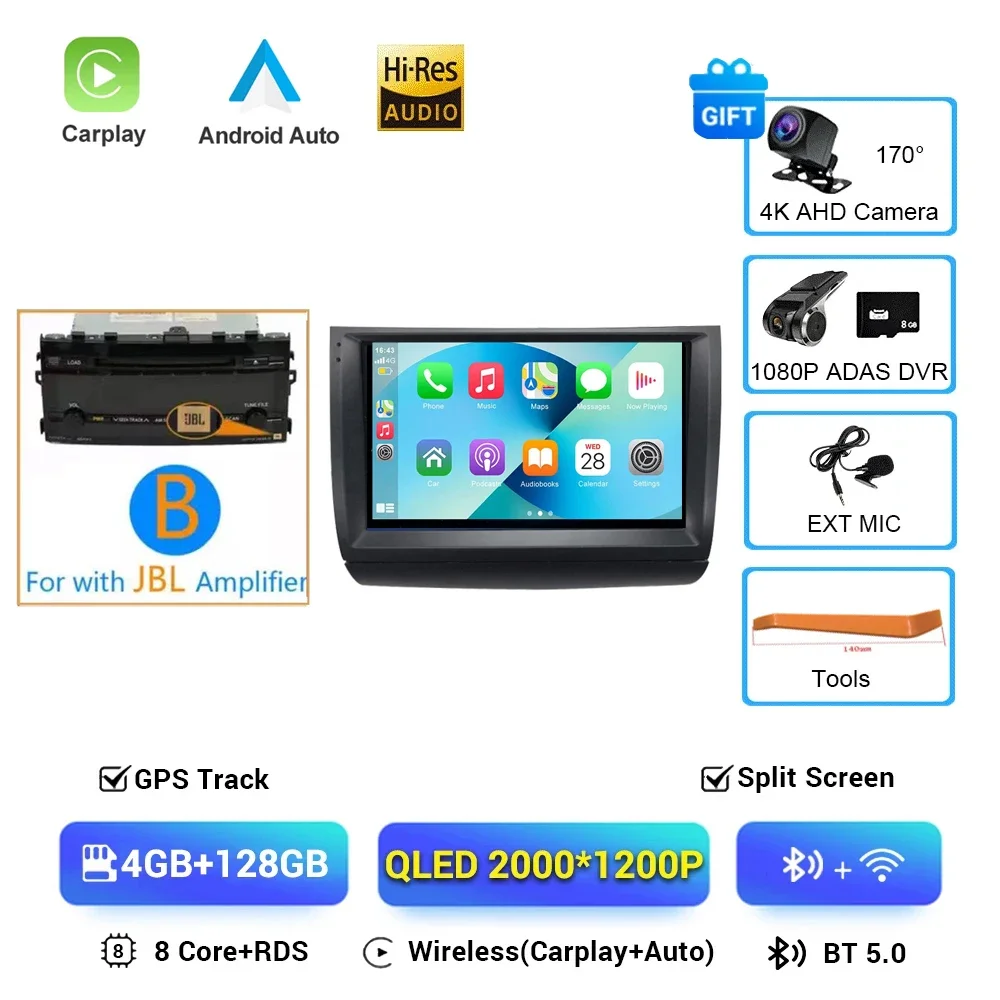 Carplay Autoradio 2 din Android 16 Voor Toyota Prius 20 2003-2009 Autoradio Multimedia Video Player GPS navigatie Stereo BT HU