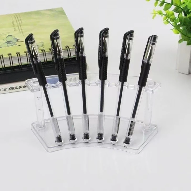 1PC 6 Slots Acrylic Pen Holder Display Stand Clear Makeup Brush Rack Organizer Holder Nail Brush Eyebrow Pen Rack Display