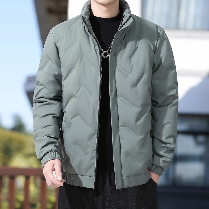 M-5xl Mens White Duck Down Jacket Winter Male Coats Zipper Hooded Short Style Solid Color Slim Soft Outerwear Clothes Hy135