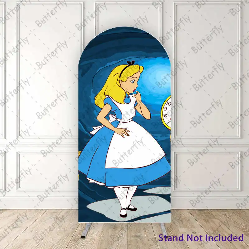 

Magical World Girls 1st 2nd Birthday Party Decoration Disney Princess Alice In Wonderland Background Arch Photo Backdrop Cover