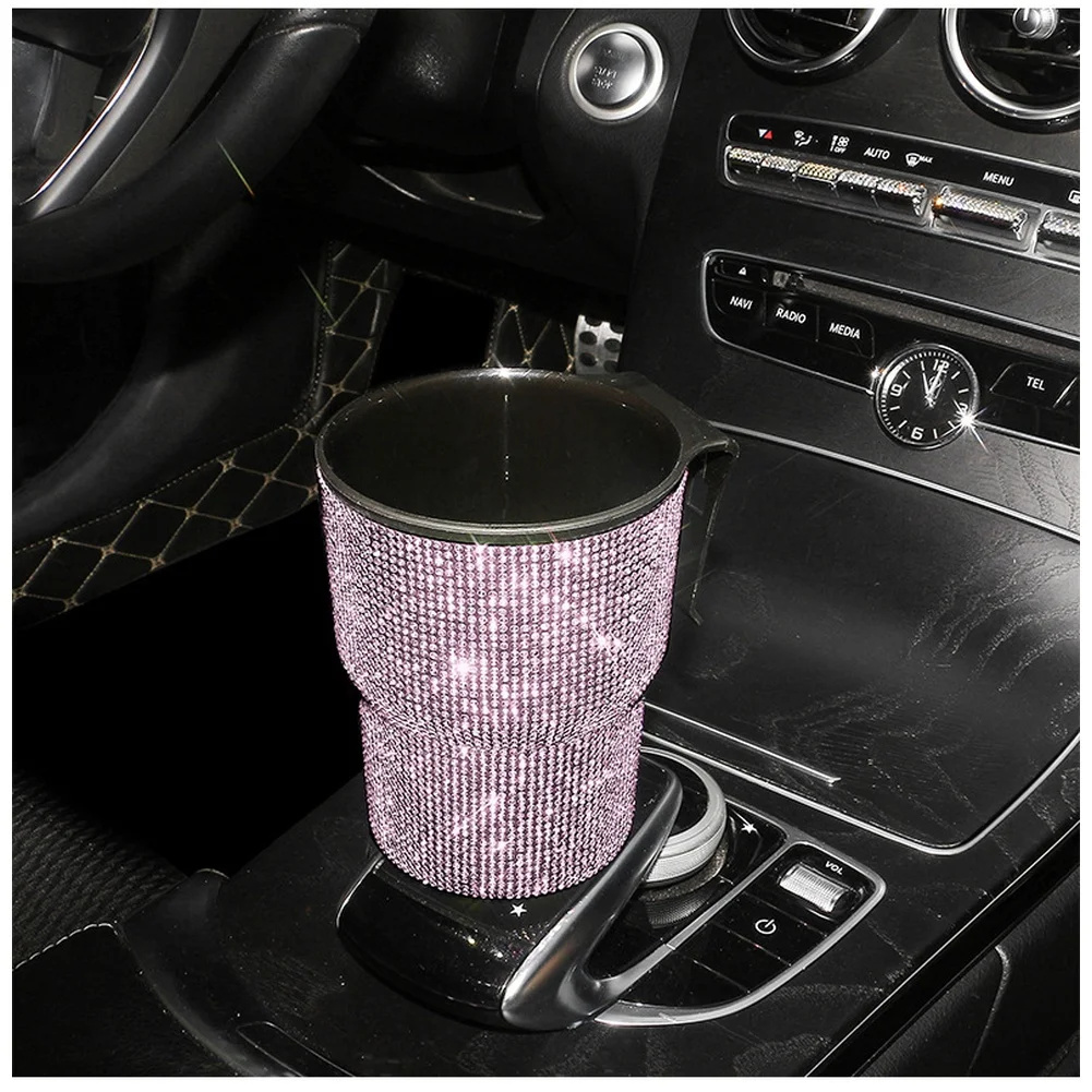 

Car Interior Decor Dashboard Trash Bin Compact Storage For Vehicles Storage Bin Pink Diamond Compact Storage Box