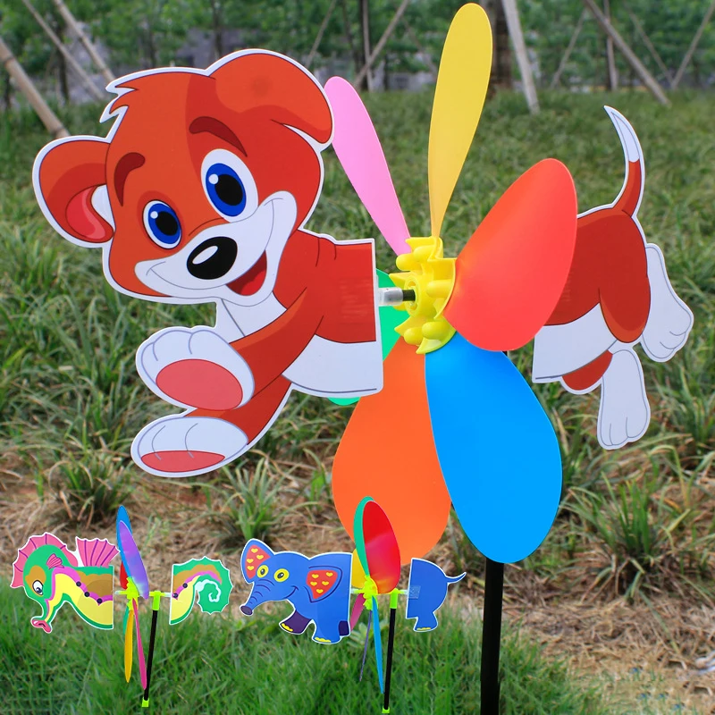 1 세트 3D 다채로운 플라스틱 동물 만화 풍차 어린이 장난감 유치원 상 DIY 장식