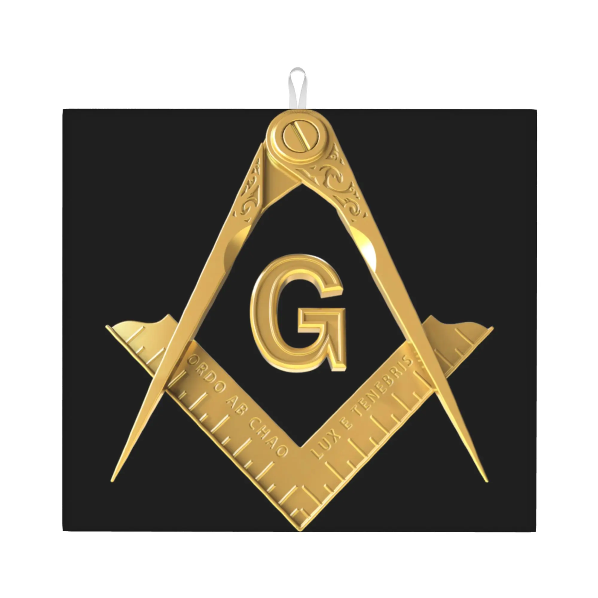 Drying Mat For Kitchen Freemason Square And Compass Barware Tableware Oil Proof Masonic Symbol Washable Kitchen Sink Drying Pad