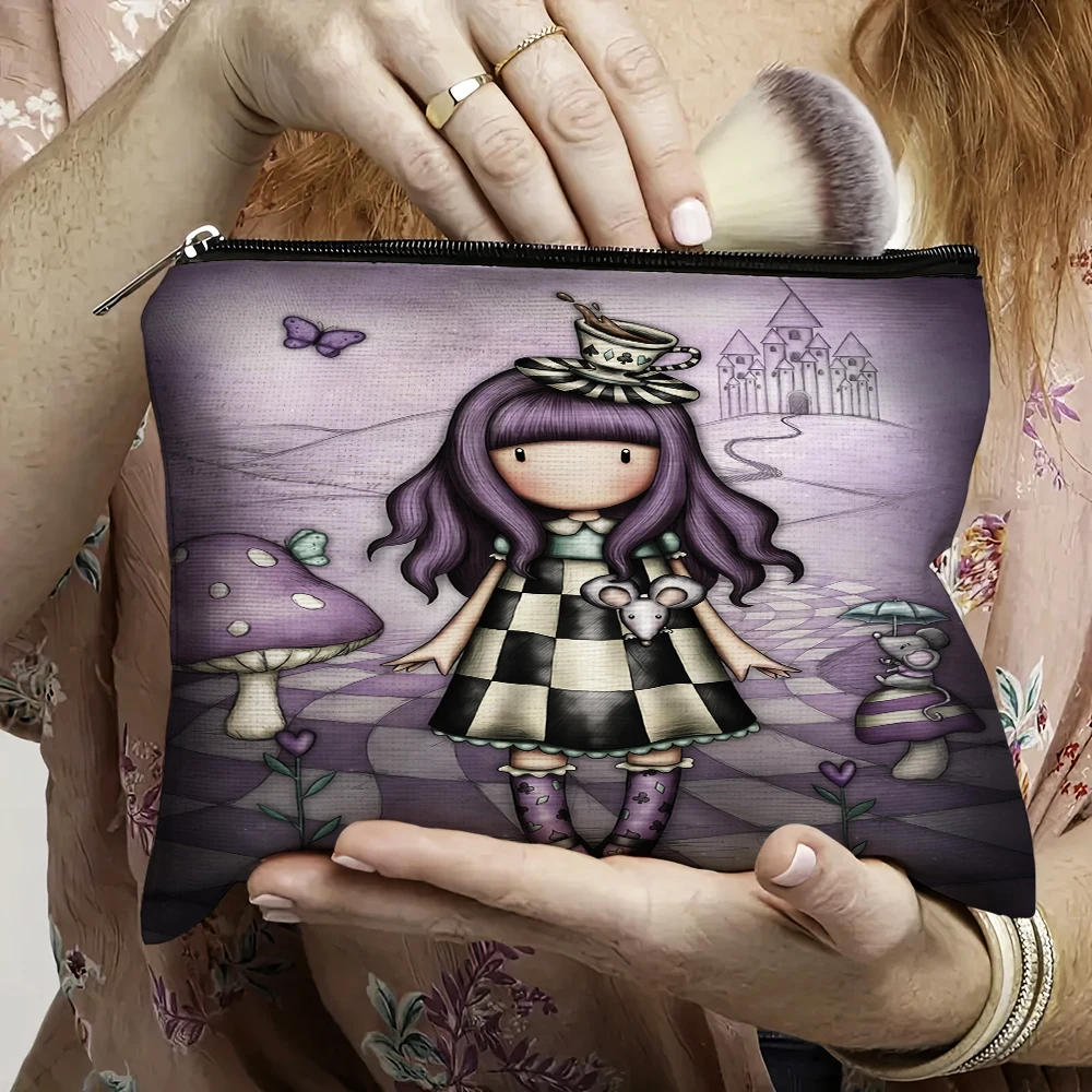 

Beautiful Cartoon Women Travel Organizer Children Wallet Little Girl Makeup Bag Double Print Bridesmaid Wedding Makeup Handbag