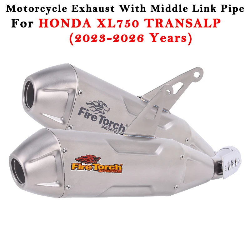 

Motorcycle Exhaust Escape Modified Muffler With Middle Link Pipe Slip On For HONDA XL750 TRANSALP 2023 2024 2025 2026