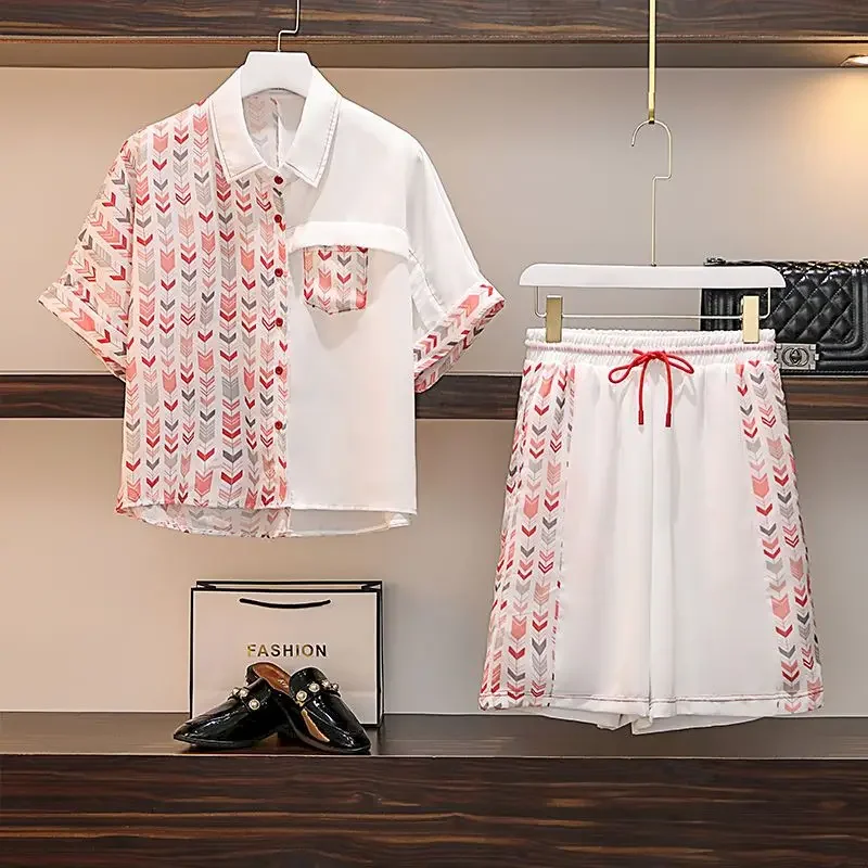 

Fashion T Shirts Sets Women Summer Trendy Casual Sports Suits Design Sense Fried Street Short Sleeve T-shirt Shorts 2 Piece Set