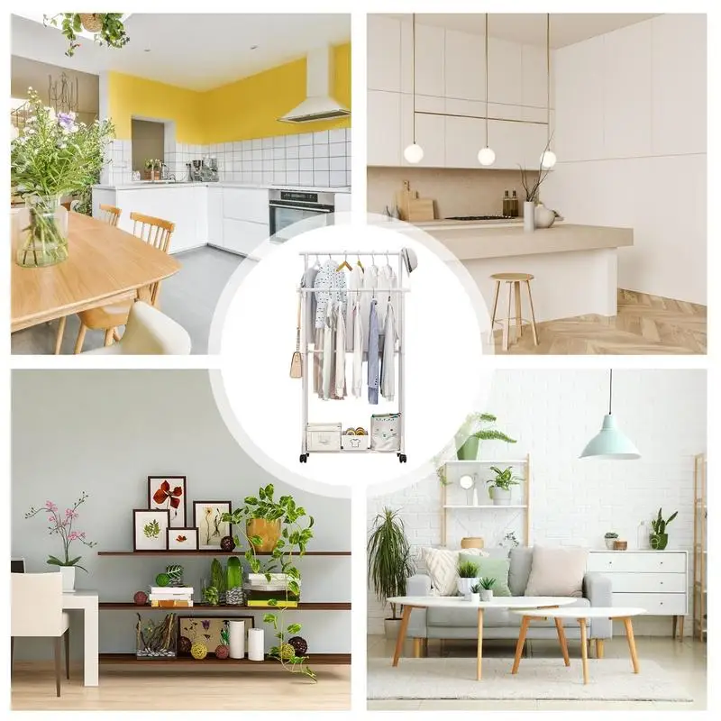 رفوف للملابس سترة الوقوف مع عجلات توفير المساحة الملابس الأحذية المنظمون الوقوف لغرفة النوم شرفة مدخل الحضانة النوم