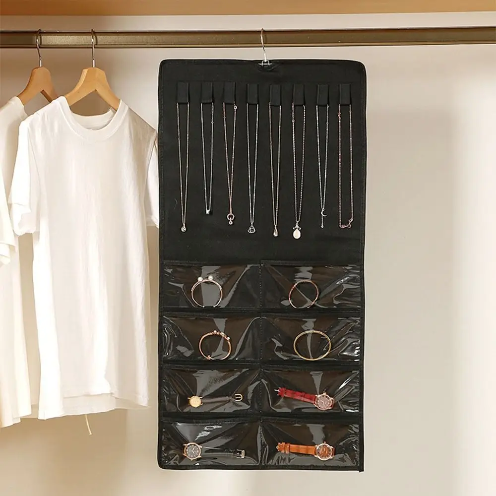 

Складная сумка-органайзер для украшений из нетканого материала, большая вместимость, для женщин, изысканный двусторонний держатель для демонстрации украшений