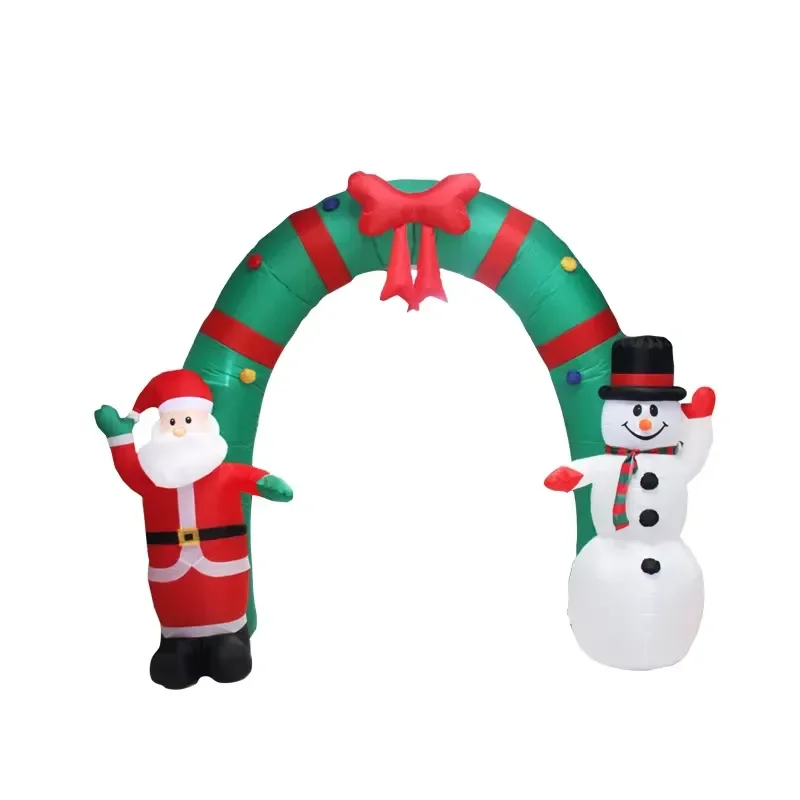 China Factory Christmas Party Decoration Inflatable Santa Claus Inflatable Arch with LED Lights