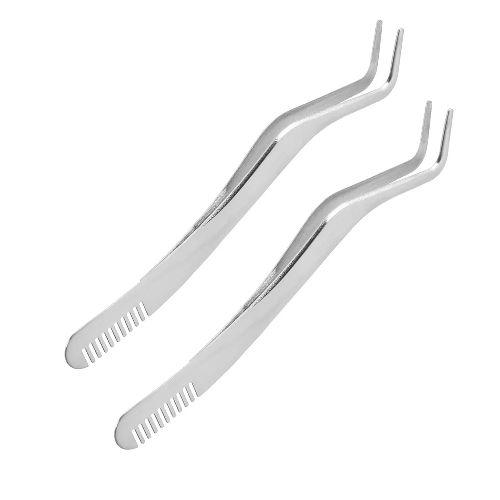 

2Pcs Curved Eyelash Tweezers Set Stainless Steel Lash Applicator Tool False Eyelashes Extension Precision Tool for Women
