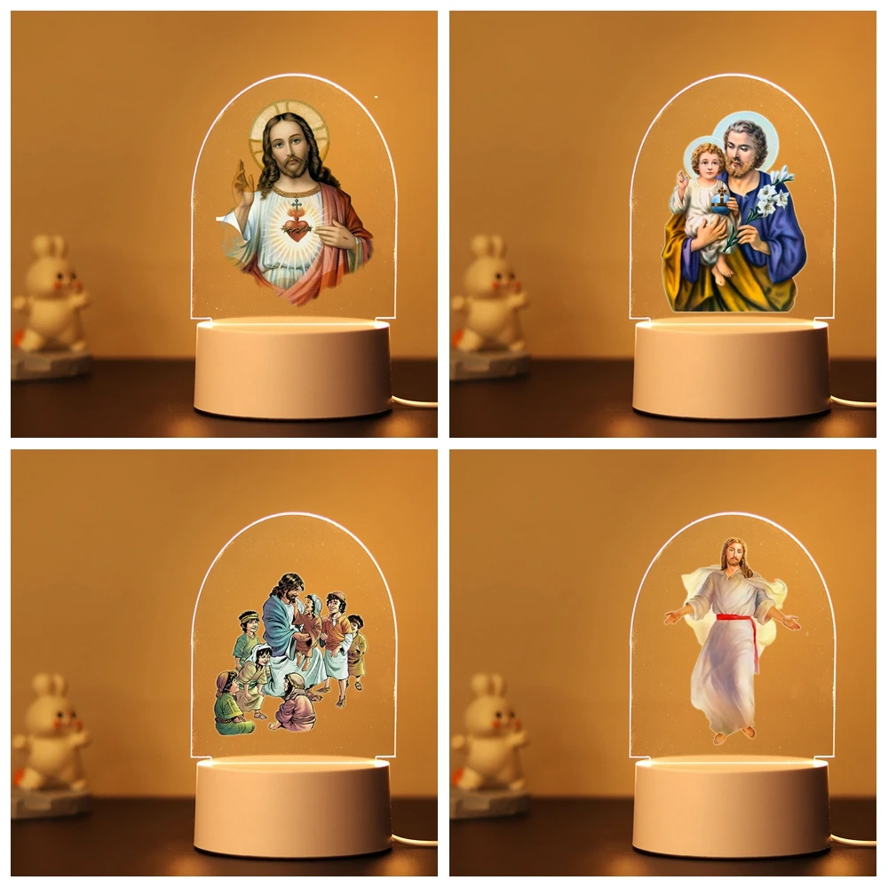 1 pc hot Jesus Color 3d Illusion Acrylic Lamp for Children's Bedroom Decor the Boys Girls Birthday Gift