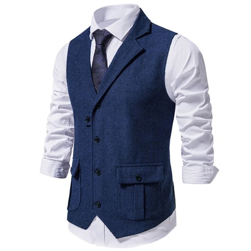 Op voorraad Vest Nieuwe heren single-breasted casual herenpakvest Vintage vesttop